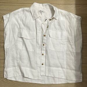 NWT MADEWELL CROPPED LINEN SHIRT